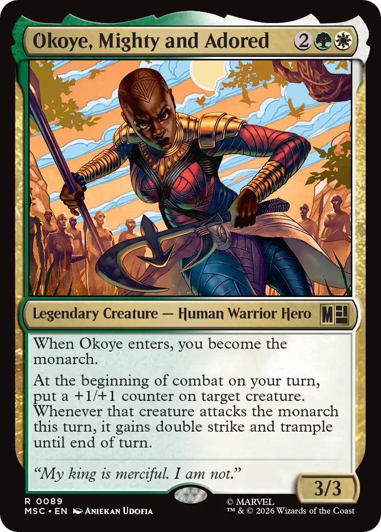 DimirUB's tweet photo. 【MTG x MARVEL・コマンダー】
《敬愛されし強き戦士、オコエ》 https://t.co/qmCFxNBvl1