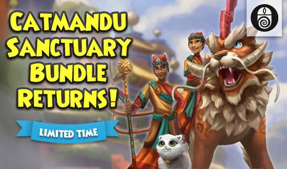 Wizard101's tweet photo. Achieve enlightenment! 🐱

The Catmandu Sanctuary Bundle is back in the online cart through Tuesday, June 9th! This bundle includes many sacred items such as the Catmandu Sanctuary House, Zheng Mount, Lucky Cat Pet, and more! https://t.co/oW7qW06wsd #Wizard101 https://t.co/S588vcKDn4