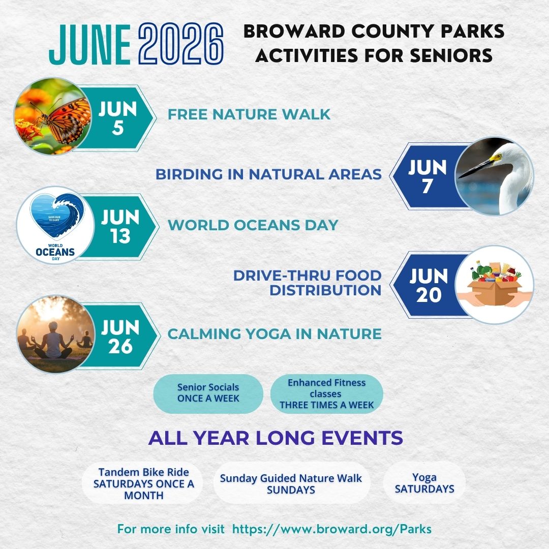 AAgencyonaging's tweet photo. 🌳✨ Make sure to check out the awesome recreation events happening this month with #BrowardCountyParks. Whether you're looking for adventure or relaxation, there's something for everyone!

If you like these types of activities, go to https://t.co/FaAEmeLYVV for more information. https://t.co/u6Mv0humoo