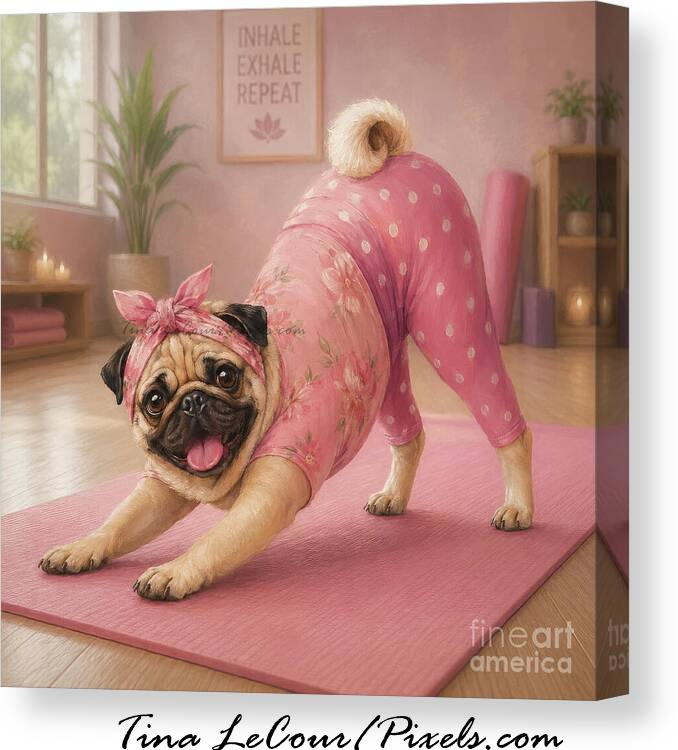 TinaLeCour's tweet photo. Downward Dog....Available here...https://t.co/NikRFSu39R

#yoga #exercise #animals #animaloftheday #wallartpieces #pug #wallart https://t.co/q7qkraK93n