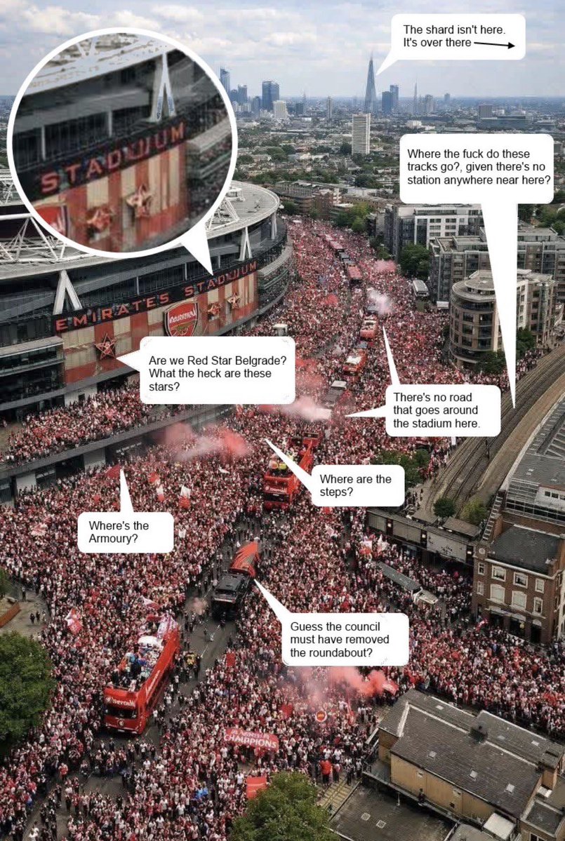 LfcShaunjudge's tweet photo. To sum up Arsenal's parade bragging rights... https://t.co/5aEPkfjkf1
