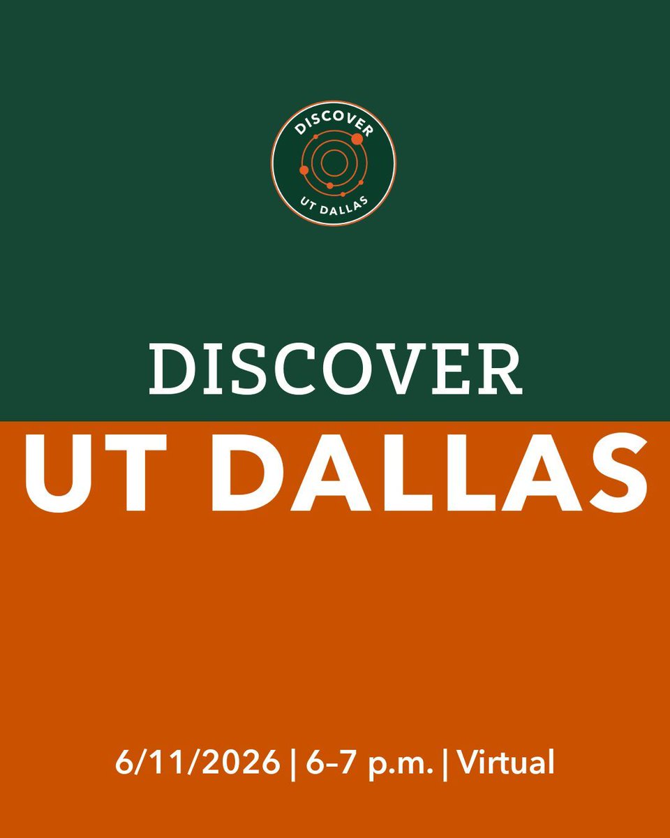 FutureComets's tweet photo. Discover UT Dallas Info Session ✏️

06/11 | 6–7 p.m. | Virtual

Learn about the application process, campus life, scholarships, financial aid and more. Our admission staff will be online to answer your questions.

https://t.co/Wi016Zk4Vw https://t.co/ocwAabk41y