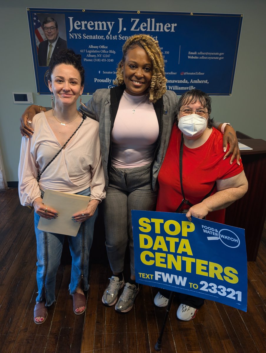 PUSHBuffalo's tweet photo. Yesterday we rolled up to the district offices of WNY legislators to demand a statewide data center moratorium. Data centers consume massive amounts of energy, raise electricity bills, destroy ecosystems, and enrich the 1%.  

Let's get the job done - https://t.co/kGRwdOwbXa https://t.co/Eezot2y9rN
