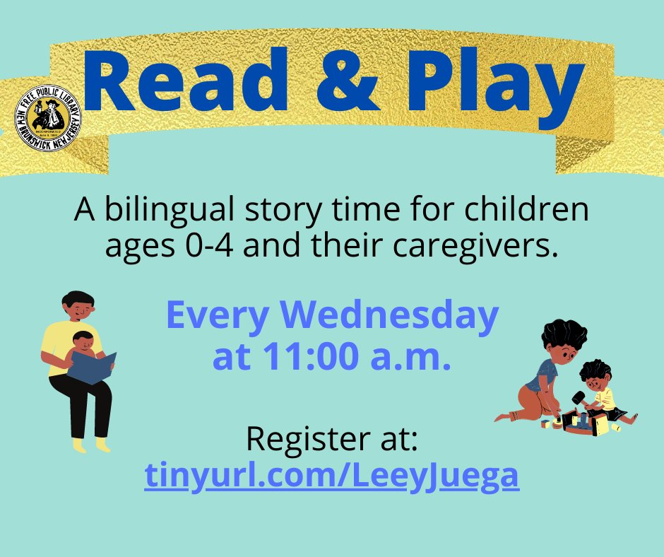 NBFPLNJ's tweet photo. Our #bilingual #StoryTime for children ages 0-4 and their caretakers meets every Wednesday at 11:00 a.m.! Registration is suggested but not required at https://t.co/FK84lU2jWE.
#LibraryProgram #NJlibraries #NewBrunswickNJ #NBFPLkids https://t.co/Cyv2SFNYhZ