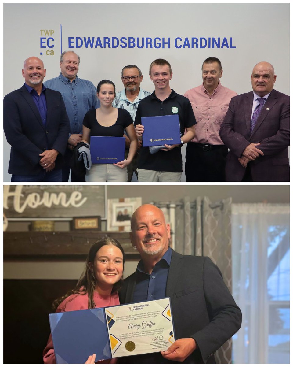 twpec's tweet photo. Council recognized student newsletter creators Grant Emmell, Isla Shields (SGDHS) and Avery Griffin (SMCHS) for their contributions to the Township newsletter. Today, we're proud to share issue 20! Pick up a copy at local retailers or read it online at https://t.co/FPcwU4QgVX. https://t.co/8LaVN8ks4d
