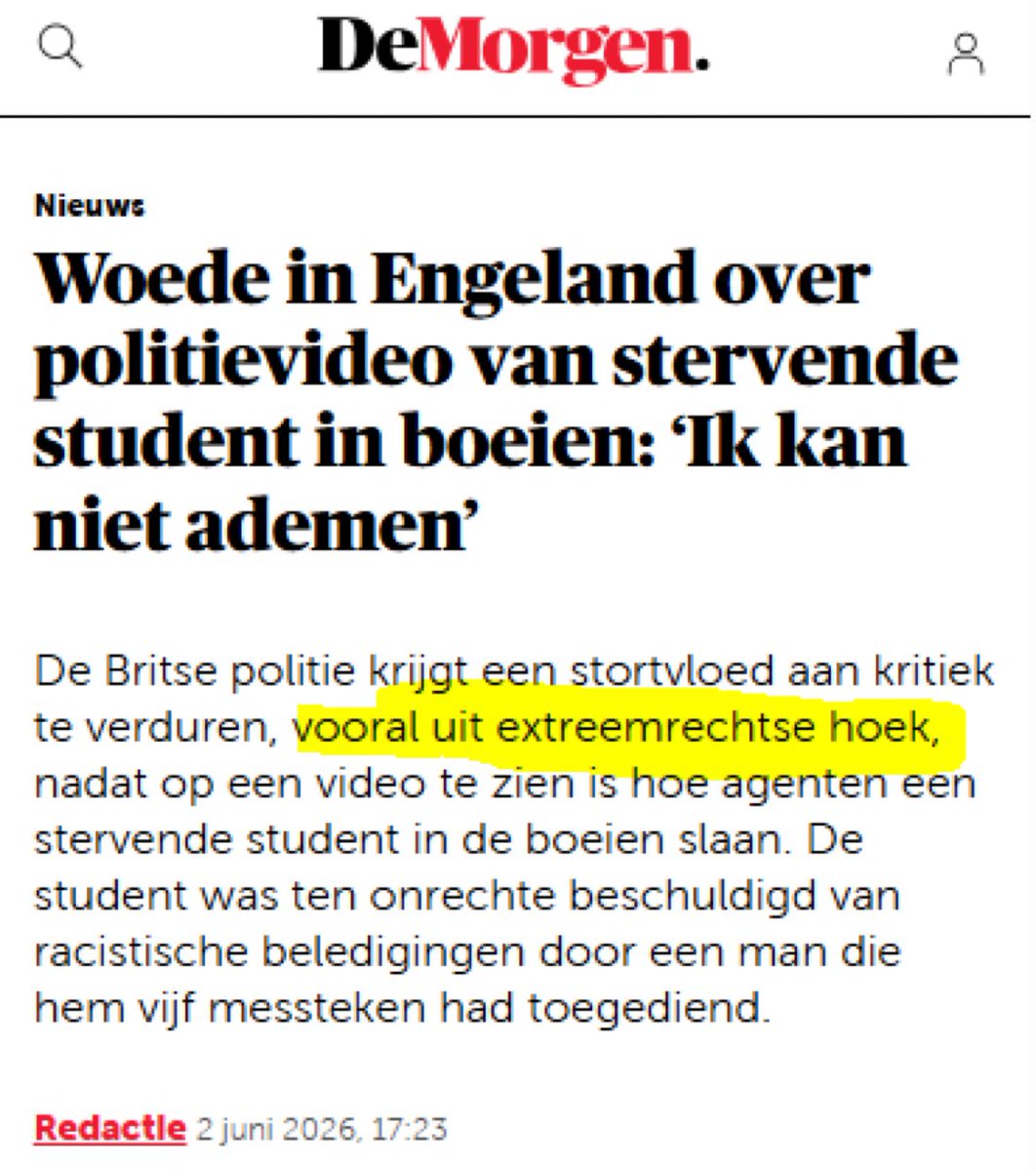 ReneDercksen's tweet photo. Ben je boos over het racistisch handelen van de politie, dan ben je extreemrechts. https://t.co/OIN69LcT0v