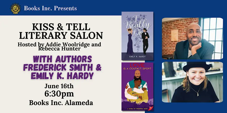 fsmith827's tweet photo. Bay Area friends!

I'm kicking off Love Is A Contact Sport book events at... 

Books Inc Alameda, CA. 
Tuesday, 6/16/26
6:30 pm
1344 Park St., Alameda, CA, 94501

Part of the Kiss &amp; Tell event series. I'd love to see you there!

https://t.co/3me4tLTCTk

#PrideMonth #MMRomance https://t.co/NvWZiiG2zm