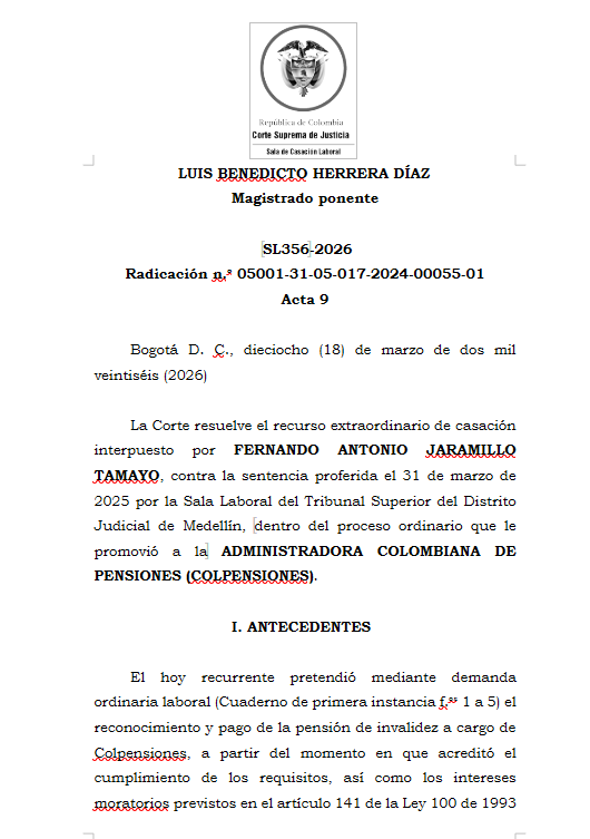 articulo20's tweet photo. SENTENCIA RECOMENDADA 🗣 

#Laboral

Excepción para enfermedades congénitas, crónicas o degenerativas en el cómputo de semanas de cotización

SENT: SL356-2026 | RAD: 05001-31-05-017-2024-00055-01 https://t.co/i0D7I6xNLb