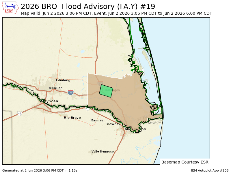 RGVWeatherNow's tweet photo. BRO issues Flood Advisory for Cameron [TX] till Jun 2, 6:00 PM CDT https://t.co/ScmH0znvRp https://t.co/DrFHlTJqBL
