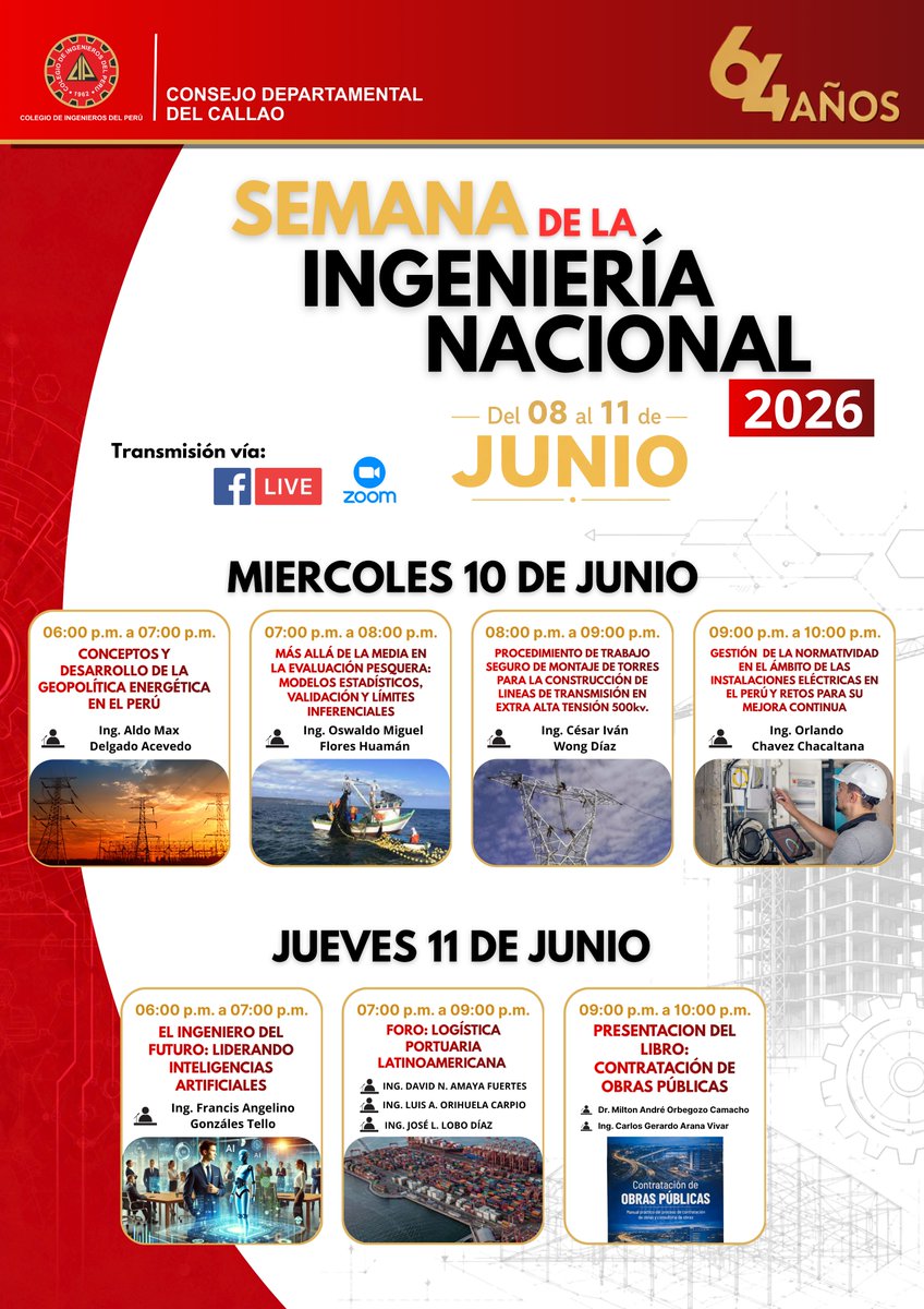 cipcdcallao's tweet photo. ¡𝗟𝗔 𝗜𝗡𝗚𝗘𝗡𝗜𝗘𝗥𝗜́𝗔 𝗦𝗘 𝗩𝗜𝗩𝗘 𝗘𝗡 𝗘𝗟 𝗖𝗔𝗟𝗟𝗔𝗢! 

𝗧𝗿𝗮𝗻𝘀𝗺𝗶𝘀𝗶𝗼́𝗻 𝗲𝗻 𝘃𝗶𝘃𝗼:
- Facebook: https://t.co/UpSPoBVrMx
- Zoom: https://t.co/PQAjm7sfIJ

ID de reunión: 884 1755 7841
Código de acceso: 415811 https://t.co/lvw6EteaMU