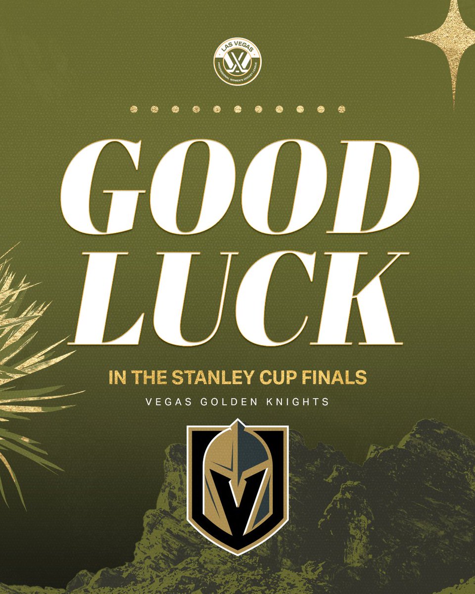 pwhl_lasvegas's tweet photo. Sending all the luck to the @GoldenKnights as they battle for another championship 💛 https://t.co/LeVkvVXxu2