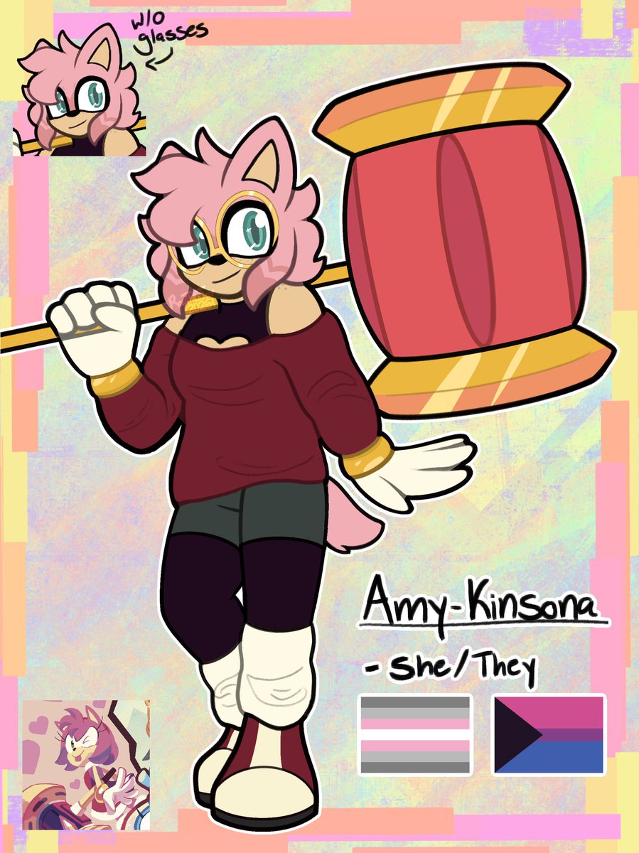 RayTheJayOwO's tweet photo. I saw it was rose day!!!! So here’s my #amyrose kinsona I made. 
#roseday #sonicart https://t.co/pRPTn2TLHl