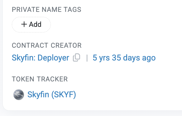pe___lu's tweet photo. @edannunziata @Scratch_XOX Wait, so you actually deployed a token years ago named Skyfin? $SKYF https://t.co/dj7rUbYHuQ