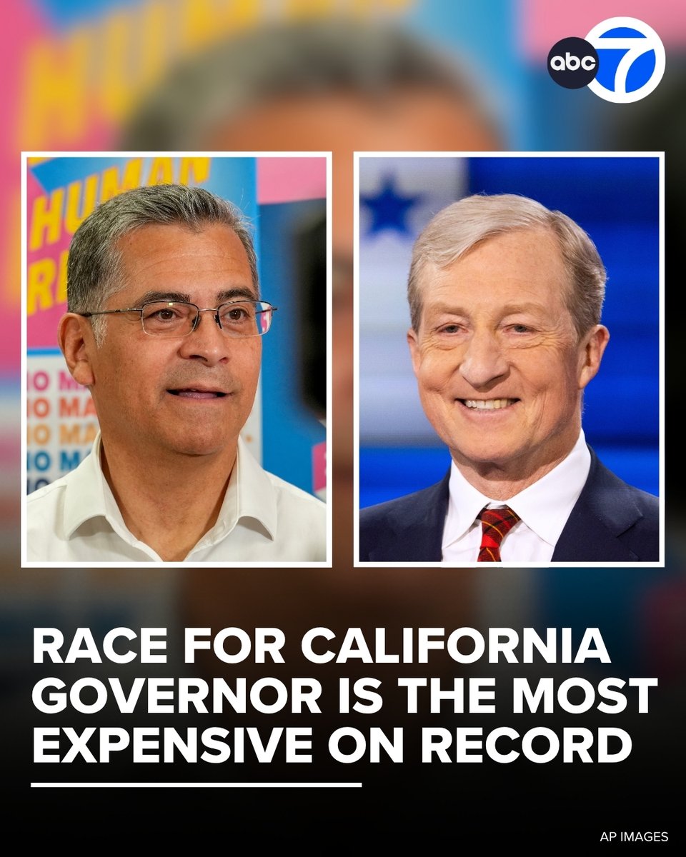 ABC7's tweet photo. The gubernatorial primary has surpassed $315 million in ad spending and reservations, according to AdImpact, making it the most expensive governor's race on record. https://t.co/BH8oXXgUAK https://t.co/rY2saLetah