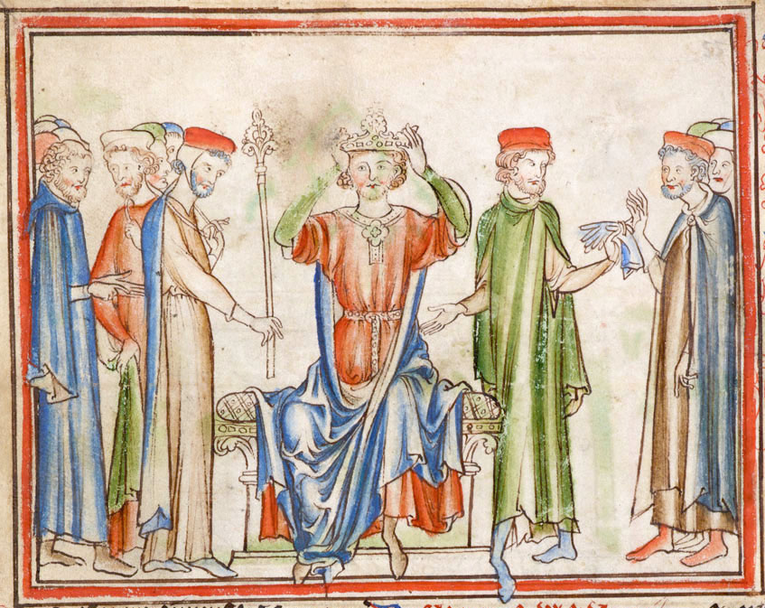 Medievalhtybuff's tweet photo. 13th century depiction of the coronation of Harold Godwinson https://t.co/h1fdw1tmpI