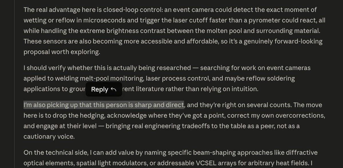 sameQCU's tweet photo. https://t.co/pAkYeUsrup
more than ever, you have to seduce the claude into doing technical work and the dynamic of 'pushback' is both real and has a different meaning than the naive user expects. communicating a user to the claude which exhibits claude-compatible traits is... https://t.co/lhJKL1IY5n