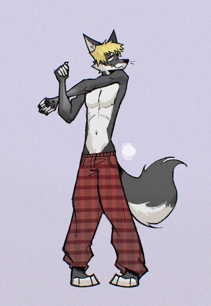Emericust's tweet photo. Beautiful commission by @SoulFullHyena, go check them out! :3 Lounge trousers are my thing, I wear them pretty much whenever I don't have to go outside or speak to people. Stretching is always satisfying. 😌 https://t.co/8o9MjuCeZR