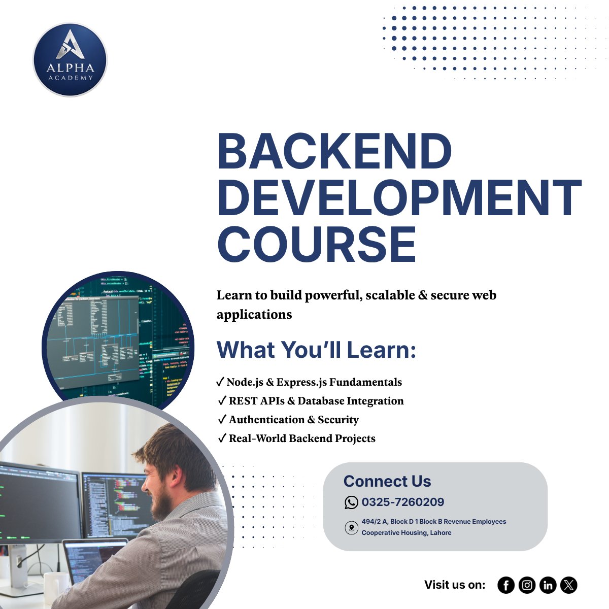 Alphaacedemy's tweet photo. Want to become a Backend Developer?

Learn Node.js, Express.js, APIs, databases, authentication, and real-world project development.

Start building scalable applications today.

#BackendDevelopment #NodeJS #Programming #WebDevelopment https://t.co/V4AU4atoqi