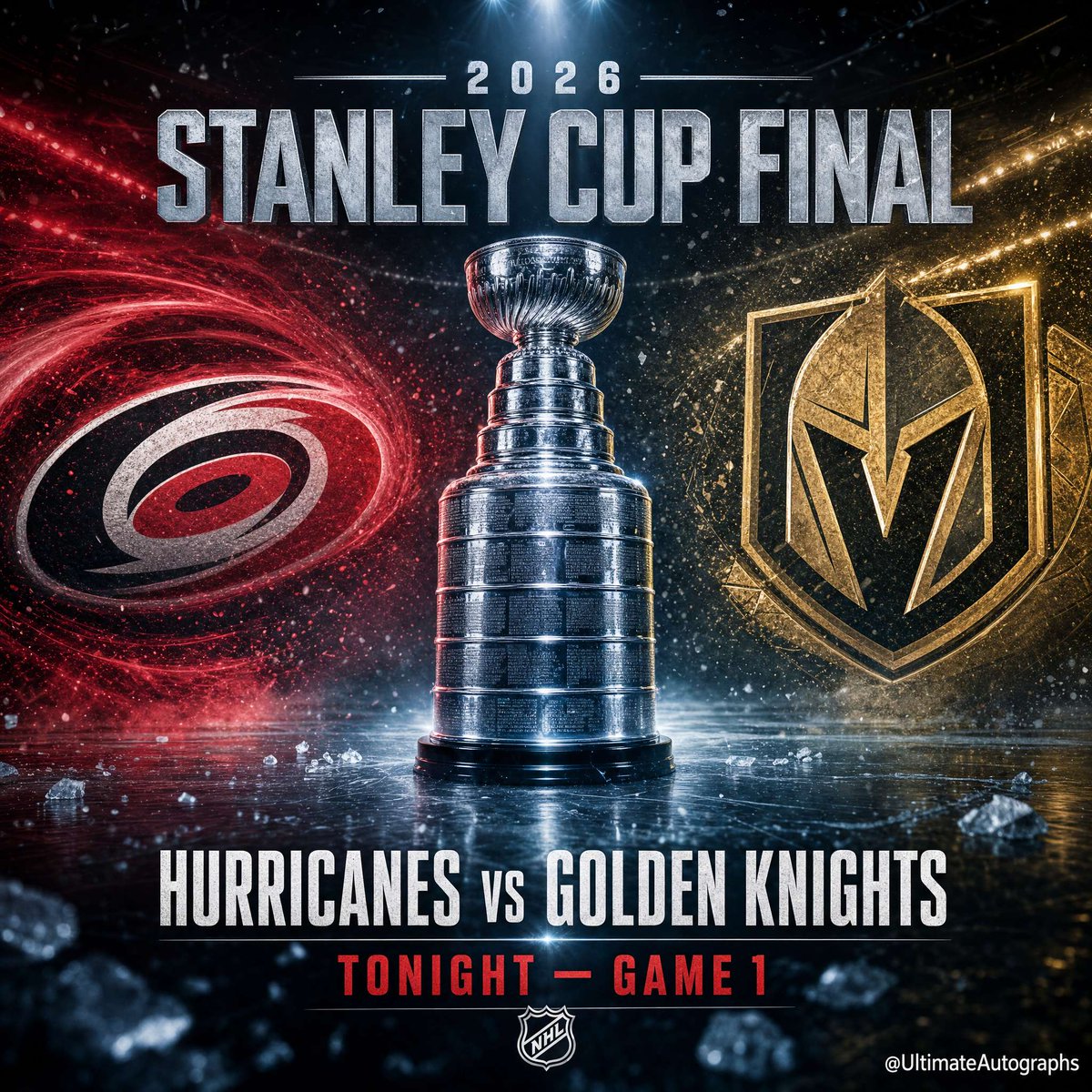 Ultimategraphs's tweet photo. STANLEY CUP FINAL -- TONIGHT.

Hurricanes (12-1 playoff record) vs. Golden Knights.

Andersen: .931 SV%, 3 shutouts. 
Marner: 21 playoff points.

One of the best goaltending matchups in Cup Final history. 🙌 Who takes Game 1?

#StanleyCup #LetsGoCanes #VegasBorn #NHL https://t.co/vCi9pOH7Ad