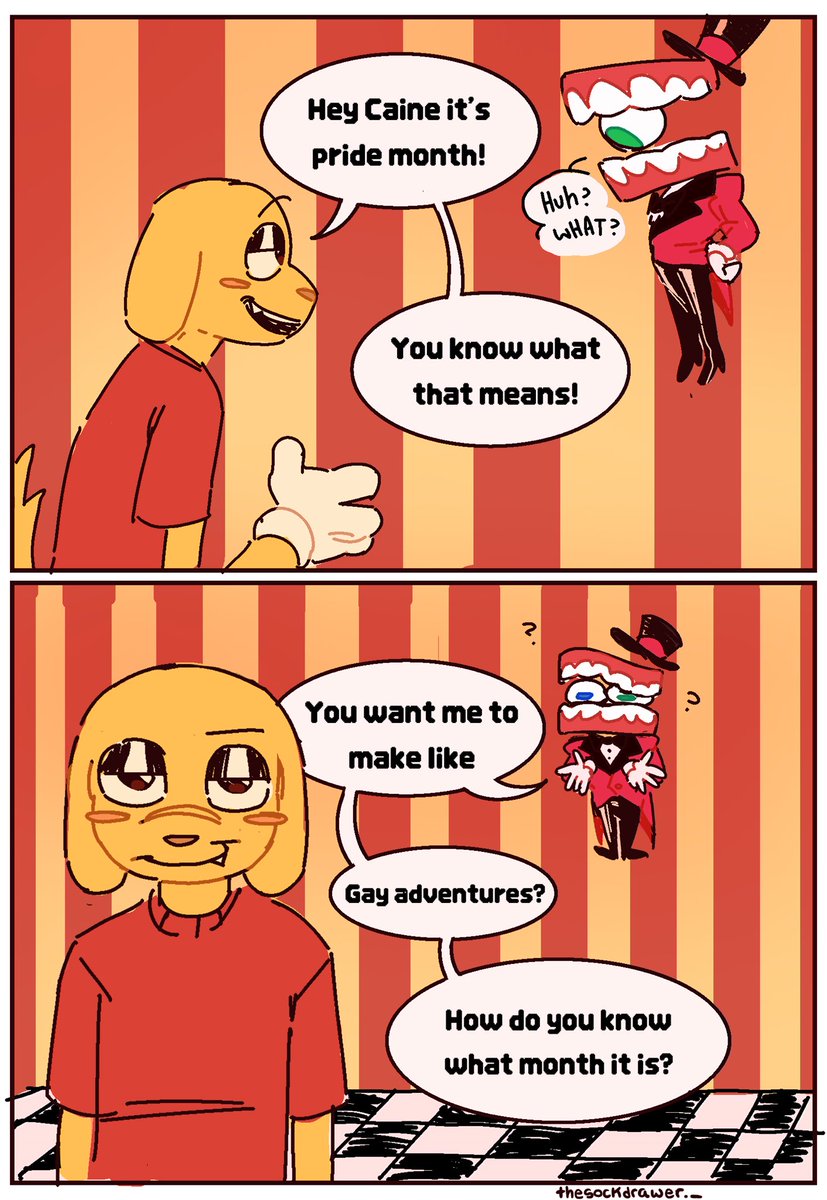 thesockdrawer_'s tweet photo. Happy pride month!!! #tadc #theamazingdigitalcircus #caine #scratch https://t.co/XH1fU1Jnv3