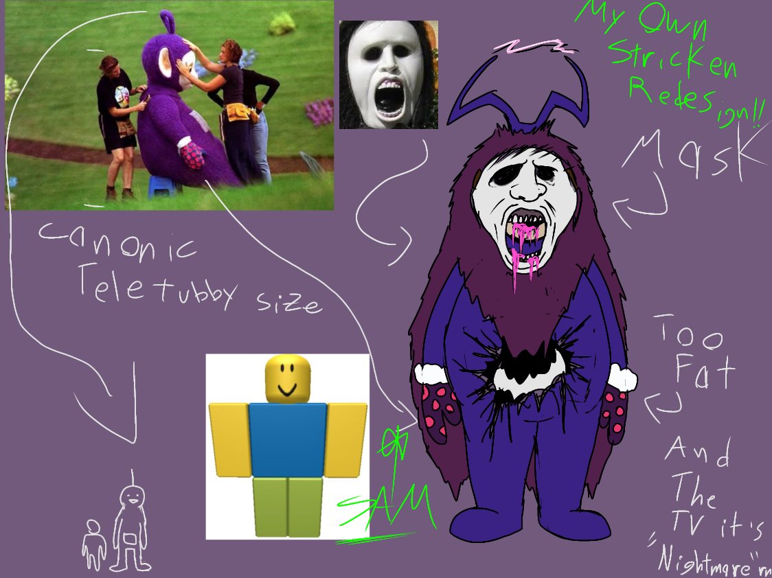 SamuServian190's tweet photo. @Sanguiphim As a Slendytubbies fan, I tried to make it as faithful as possible to the series. Many people question the face, unlike the Phase 1 versions of other infected, so it makes sense that it's a mask, I think. His antenna Is broken in two. His TV is inside his belly, but from eating+ https://t.co/cwRYcusau2