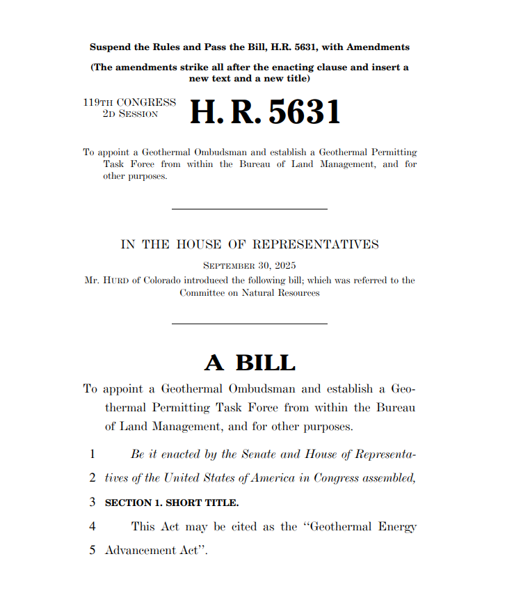 daniel_wolf1's tweet photo. The House of Representatives has now passed EIGHT pieces of geothermal permitting legislation.

Earlier today the House approved the Geothermal Energy Advancement Act, a package of 6 bipartisan bills.

Fingers crossed we soon see Senate action on geothermal permitting reform! https://t.co/crL0SwpwLk