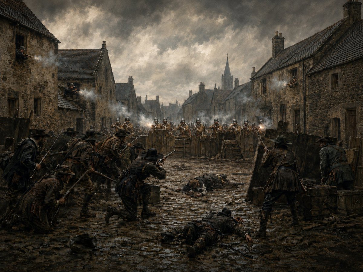 ToursScottish's tweet photo. Today is the anniversary of a little known event in Scotland's Covenanter history. The Battle of the Gallowgate — 2nd June 1679.

The day after his humiliating defeat at Drumclog, Graham of Claverhouse and his weary troops fled westward to Glasgow. He had hoped to find support within the town, but the people of Glasgow made it plain that he and his men were not welcome there.

Knowing that the Covenanters would not be far behind, Claverhouse prepared for their arrival. His soldiers threw up barricades around the town cross at the foot of the High Street, turning the heart of Glasgow into a defended stronghold.

On the morning of 2nd June 1679, the Covenanters, under the command of Robert Hamilton, advanced along the Gallowgate towards the town cross. But as they drew near, they were met with a deadly volley of gunfire from behind the barricades. Shots also rang out from windows, closes, and houses nearby, where soldiers had concealed themselves. Several Covenanters fell in the street.

The Covenanters attempted to divide their forces. Some tried to approach the barricades from the direction of the old College, but they were driven back. Others returned fire from the Gallowgate, yet the government troops held their position firmly behind their defences.
Realising they could not force their way through, the Covenanters withdrew beyond the old Gallowgate Port. It may have looked like retreat, but it was likely an attempt to draw Claverhouse’s men out from behind their barricades. For a moment, it worked. The soldiers pursued them, but when the Covenanters suddenly turned to face them, the troops quickly fell back to the safety of their defences.

The fighting was over. Unable to take the town, the Covenanters withdrew and returned towards the fields near Bothwell Bridge.

Claverhouse ordered that the bodies of the slain Covenanters be left lying in the street, exposed and unburied. Some of the women of Glasgow bravely tried to recover them for burial, but they were stopped by the soldiers. 

Eventually, the bodies were taken to the Trades House Hospital, and only later were they permitted to be buried near the Cathedral.

Claverhouse was furious with Glasgow. In his eyes, the town had shown sympathy to the Covenanters and had refused to support him. So great was his anger that he asked the Duke of Monmouth for permission to burn Glasgow to the ground.

Thankfully, that request was refused.

But Glasgow did not escape untouched. Claverhouse allowed his soldiers to plunder the town, and they did so with little restraint.