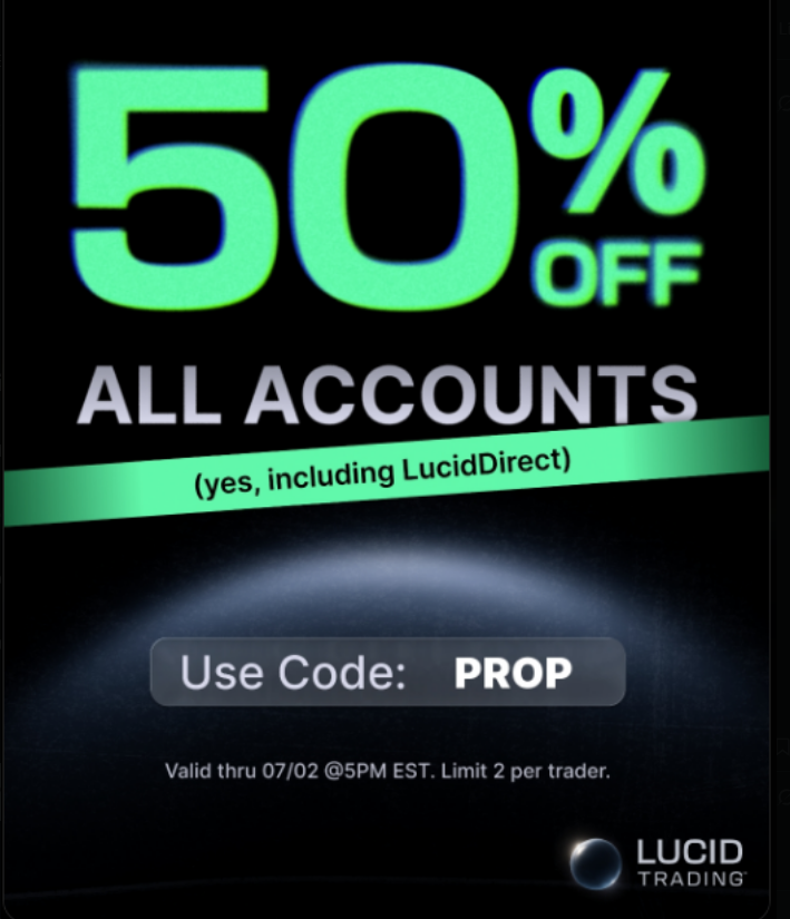 holantei's tweet photo. GIVEAWAY!
CODE: PROP    Lucid PRO Eval 50k !!!   

Draw Date: TODAY! 

Must do the following: 

1) Follow @holantei and @TradingLucid

2) Like, Retweet this post  
3) Tag 3 friends, traders, pets or family :)  
4) Comment below: PROP

At 100 likes,retweet and comment will pick a winner.
only way to continue to do giveaway is for you to use code PROP at checkout for lucid.
