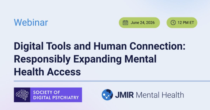 jmirpub's tweet photo. NEW WEBINAR ALERT

Mental health care is changing fast. The challenge? Ensuring technology enhances, not replaces, human connection.

Dr. John Torous and NAMI Board President Jeff Fladen will discuss this on June 24 for a conversation on responsibly expanding mental health access with AI and digital tools.

📅 June 24 | 12 PM ET

Register now: https://t.co/1EcEITJ3Nr 

#MentalHealth #DigitalPsychiatry #DigitalHealth #AIinHealthcare #MentalHealthInnovation #HealthTech #JMIR