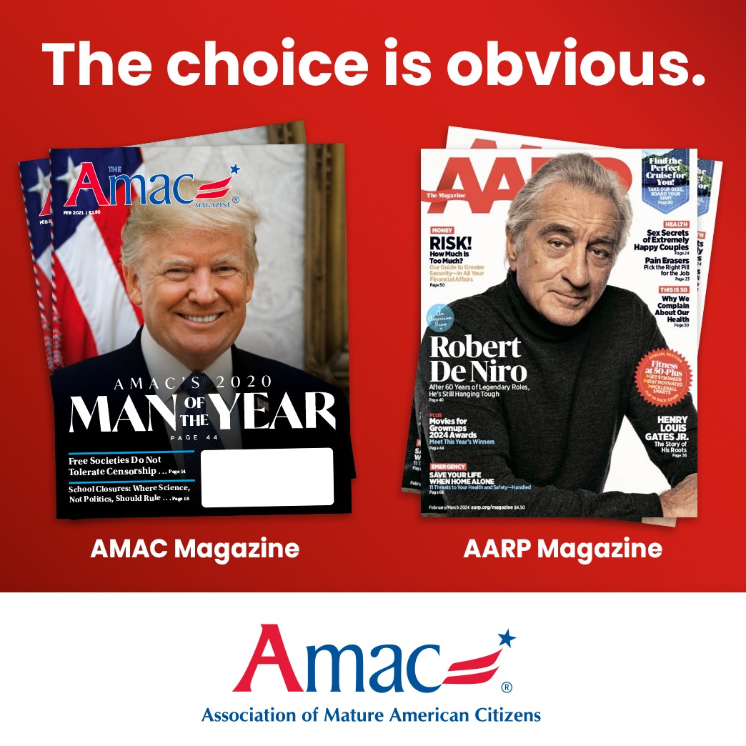 AMACforAmerica's tweet photo. Which magazine would you rather find in your mailbox? AMAC members get our award-winning magazine plus great discounts, free spouse membership, and an organization that actually shares their values.