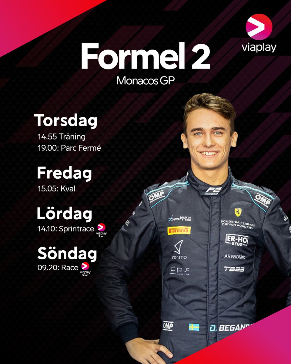 ViaplayMotorSE's tweet photo. En revanschsugen Dino Beganovic på gatorna i Monte Carlo! 💫🇲🇨

📺 Monacos GP, torsdag-söndag på Viaplay, V sport motor och Viaplay Sport https://t.co/73QhZfmkza
