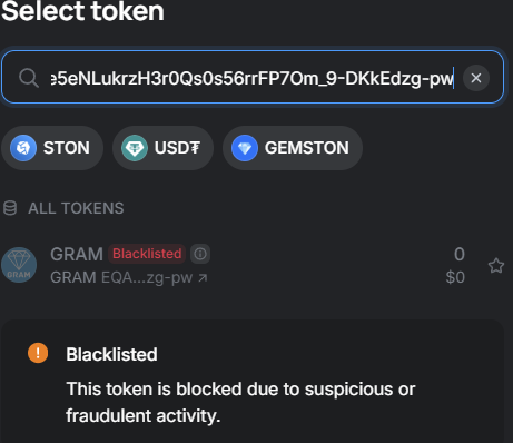 max_kh28's tweet photo. @ston_fi @ston_fi why this token being blacklisted. And the other one isn't? https://t.co/nIXwRKxBnm