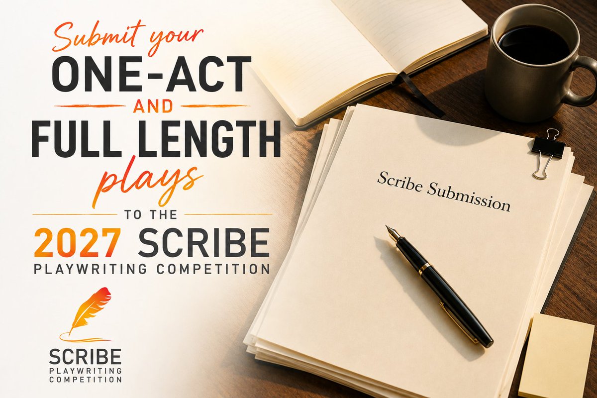 ScribePlays's tweet photo. 2027 SUBMISSIONS ARE NOW OPEN TO PLAYWRIGHTS!  Submit one-acts and full lengths at: https://t.co/5XfyhtS4ln

#playwriting #playwright #playwrights #theater #dramaturgy #theatre #writingcommunity #writing #writer #writers #arts #performingarts #opencall #submissions https://t.co/hqbH1ltqSt