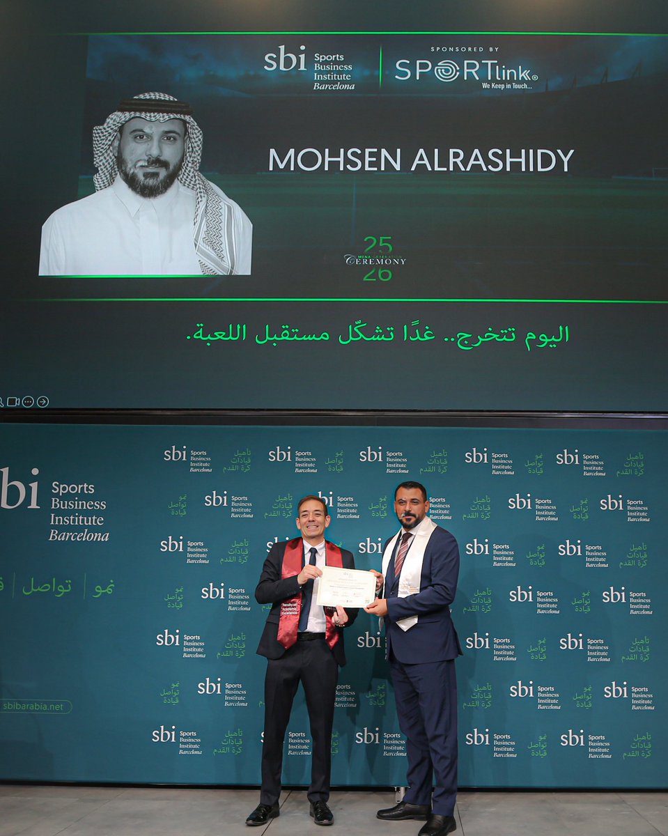 MohsenALrashidy's tweet photo. اللهم لك الحمد والفضل والمنة..
حصلت اليوم على درجة الماجستير المهني في إدارة أعمال كرة القدم والإدارة الرياضية، من معهد برشلونة للأعمال الرياضية @SBI_Barcelona رحلة علمية كانت ثرية بالمعرفة والخبرات المهنية في مجال الإدارة الرياضية والتسويق والمالية والقانون، أرجو من الله أن ينفعني بما علمني وأن تكون هذه الدرجة عوناً لي في مسيرتي الرياضية.