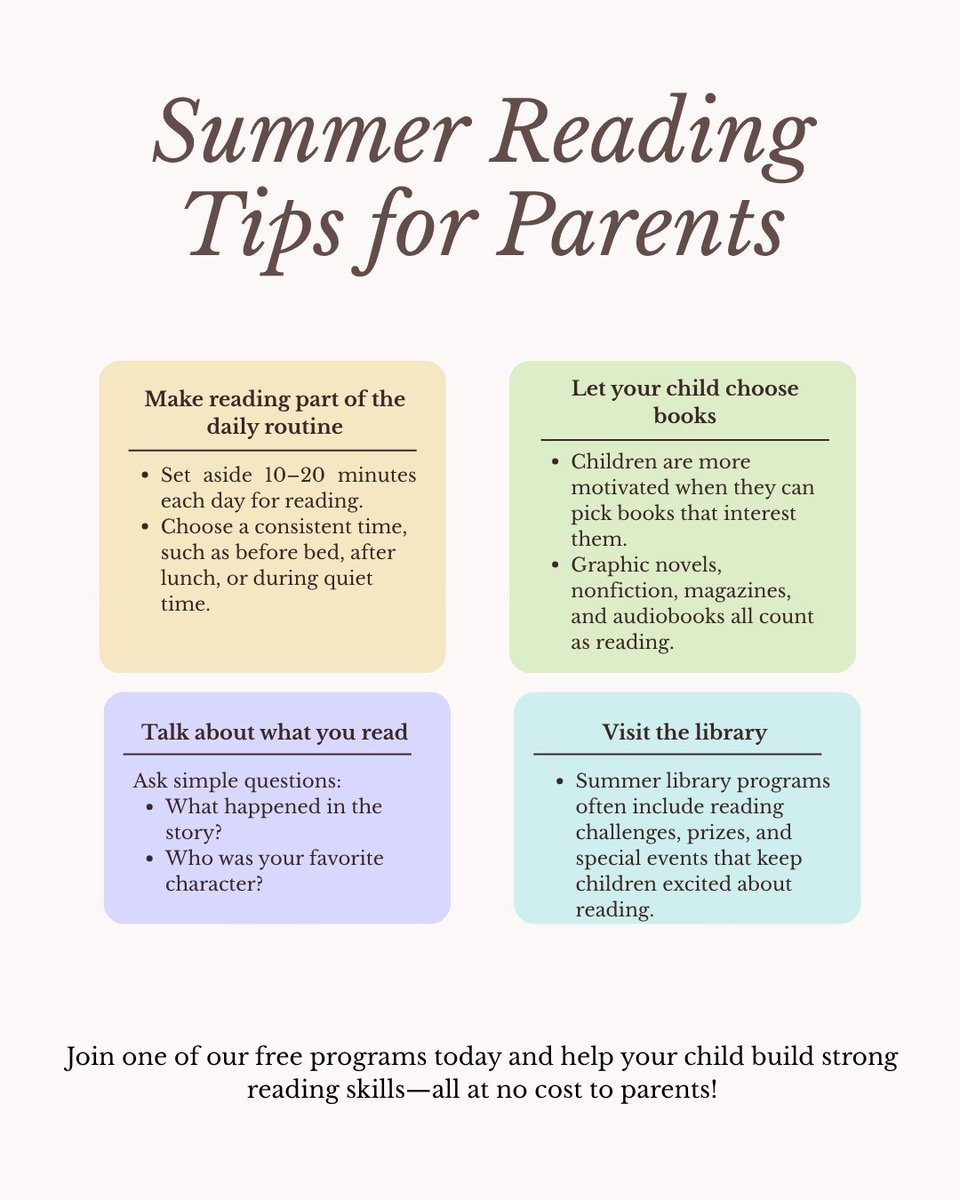 ReadNotGuess's tweet photo. Summer Reading Tips for Parents! 

#ReadNotGuess #SummerReading https://t.co/F4MoPAji3G