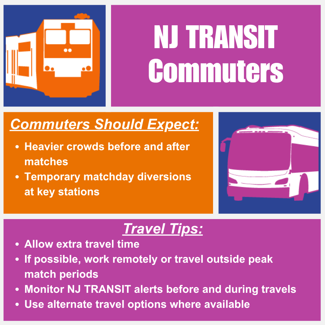 NJTRANSIT's tweet photo. ⚽ The World Cup comes to NJ this month! Plan ahead and remain flexible with your travel plans.

Learn more at https://t.co/P0vQzxuXmq https://t.co/XepuZT6zRc