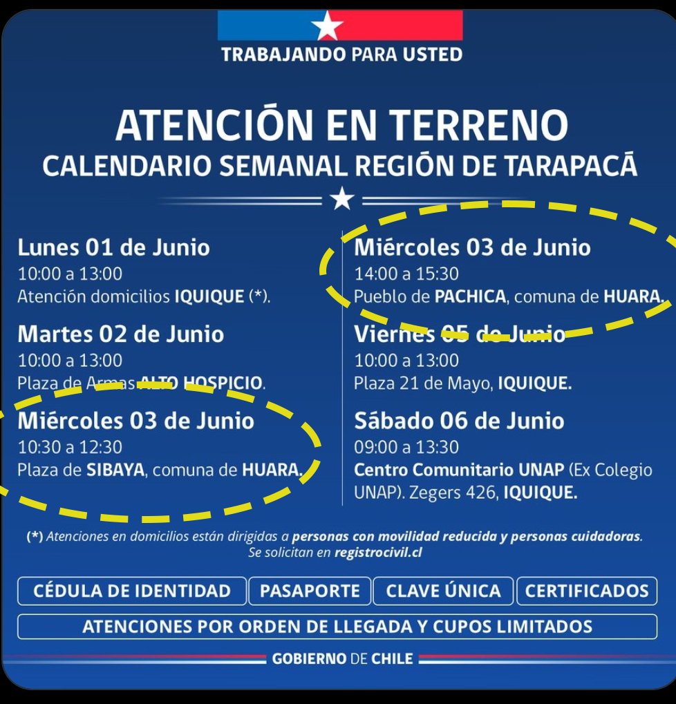 DPPTamarugal's tweet photo. Atención #Sibaya y #Pachica 🏜️
Miércoles 3 junio 📆 estaremos orientando para ACTIVAR tu #cupondegas 🔥. Además estará el móvil 🚚 del REGISTRO CIVIL para trámites varios.
Revisa los detalles📜 en las Gráficas 👇
#tarapacá #Huara #Limaxiña #Achacagua #mocha #Laonzana #Huaviña https://t.co/dpSeOPkXCG