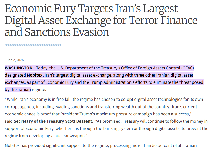 theogdeveloper1's tweet photo. Trump administration just posted about a new operation called "Operation Economic Fury"???

They are literally seizing iran's crypto assets as we speak   and they just posted about it on the treasury, 

it's big news gonna spread like wildfire
https://t.co/P2VimcNJpy https://t.co/dcnsqwleD5