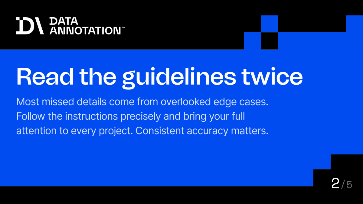 Data_Annotation's tweet photo. DataAnnotation is selective by design.

Not for guaranteed approval seekers. It’s for professionals with the expertise to evaluate complex outputs, not just complete mechanical tasks.

Here's what pushes workers to the top compensation tier. https://t.co/Dsie9PJPow