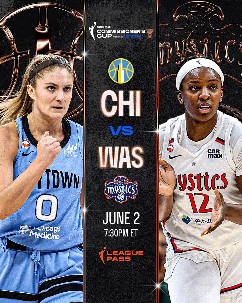 WNBA's tweet photo. 4 games and 4 reasons to tune in 👀🏆

The chase for the Cup continues tonight starting at 7:30pm/ET on League Pass!

2026 WNBA Commissioner’s Cup | @coinbase https://t.co/0vMHpOImx7