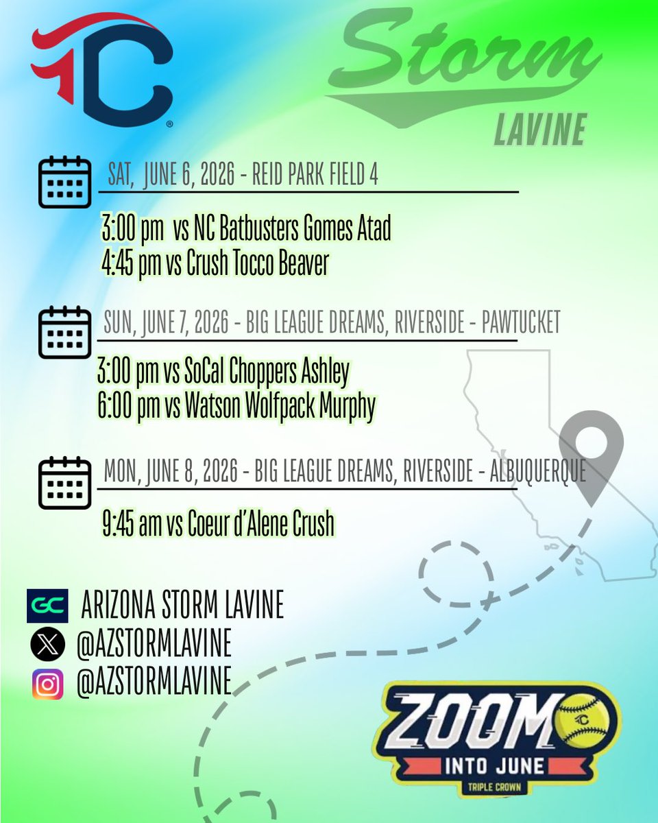 azstormlavine's tweet photo. California, here we come. 

@TCSFastpitch @AZStormFastptch @ExtraInningSB #fastpitch #softball #uncommitted #uncommitted2029 #showcase #strongtogether https://t.co/y2ncSGvt0w