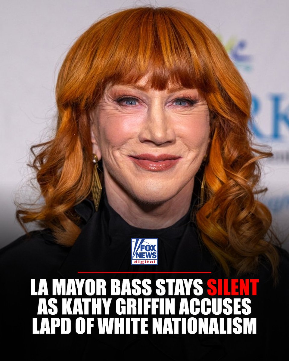 FoxNews_Flash's tweet photo. LA Mayor Karen Bass stayed silent as Kathy Griffin accused the LAPD of "White nationalism" during Instagram Live. Griffin pressed Bass on what it's like dealing with "non-diverse" law enforcement, but the mayor never pushed back on the claim, instead pivoting to talk about her limited powers over the department.