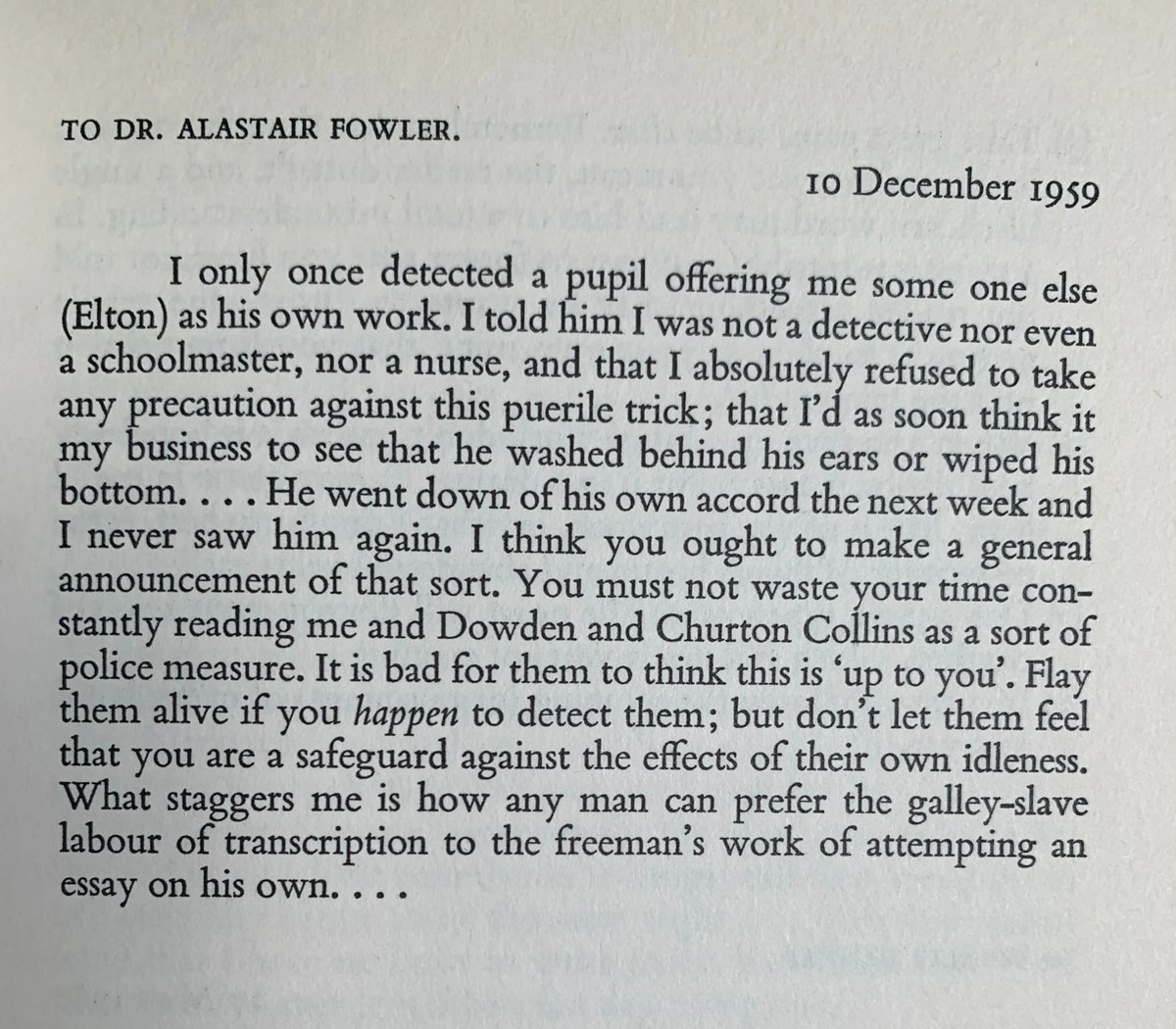 HootenWilson's tweet photo. A classical ed teacher on LinkedIn just shared CS Lewis' response to plagiarism and it's brilliant. Let's use it with students to shun AI --> https://t.co/ELkTMq50K7