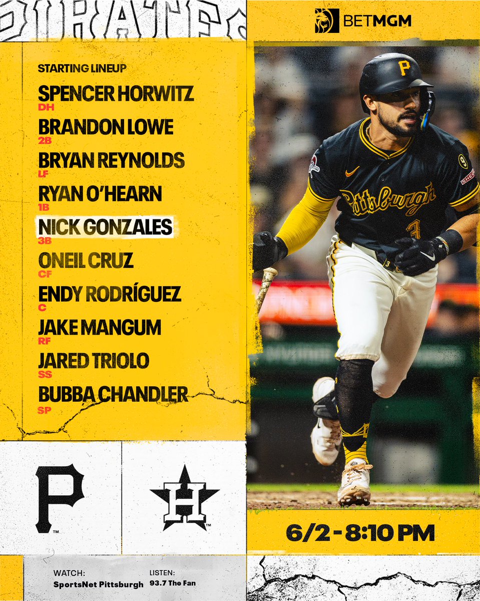 Pirates's tweet photo. 61/162. 

📺 @SNPittsburgh 
📻 @937theFan https://t.co/mhK6U9anQU