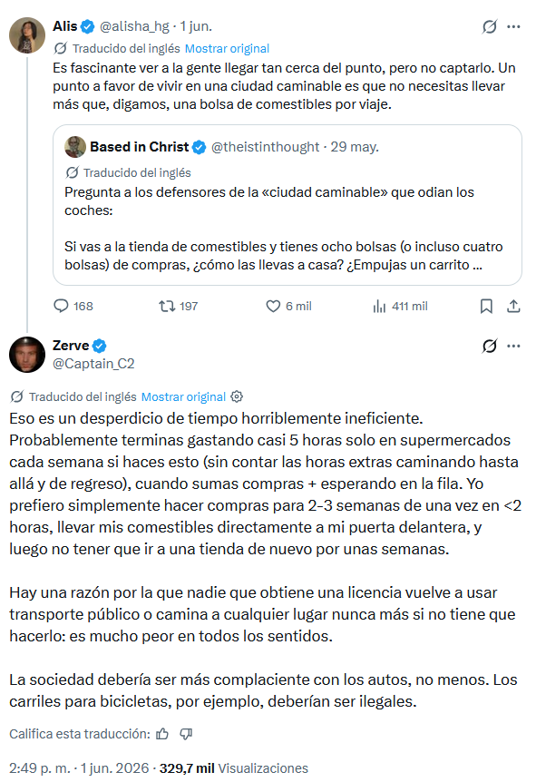 Yeshua52's tweet photo. Me encanta el gran ejemplo que es esta discusión. No se dan cuenta, pero involucra tantos temas:

-Hábitos (caminar vs sedentarismo)
-Alimentación (frescos vs ultraprocesados)
-Sociabilización

Eso sin contar con temas ambientales, de seguridad y el impacto en el diseño urbano. https://t.co/PtPmZrWQfw