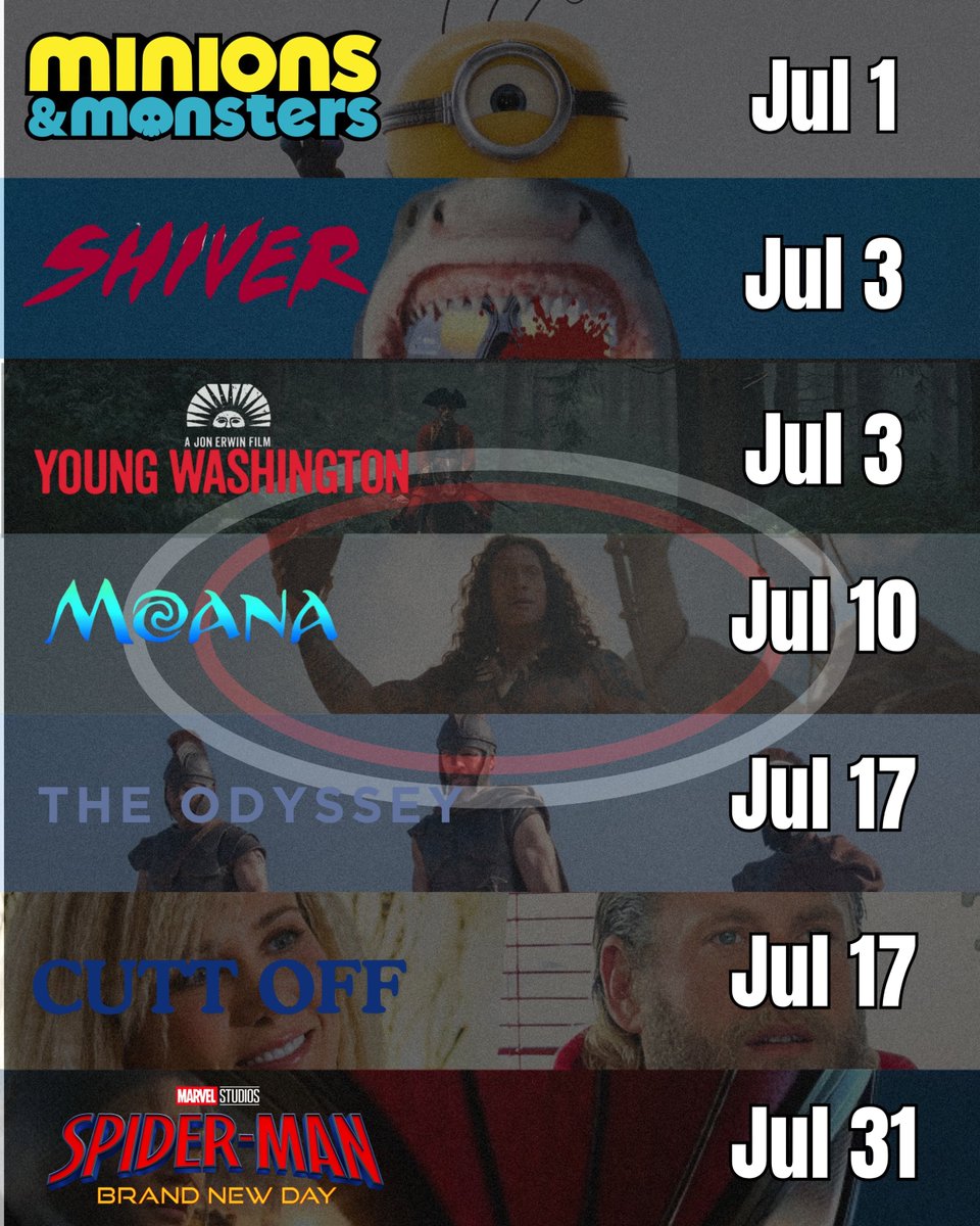 DailyScreenMT's tweet photo. All the major movies releasing this summer — save this 
Jun → Aug 2026 https://t.co/hXqdiRo4Iq