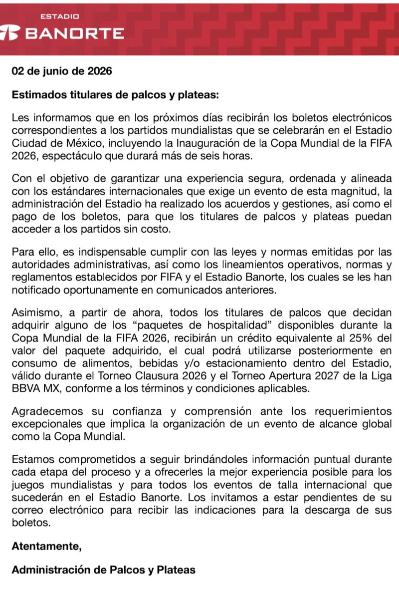 medranoazteca's tweet photo. SE HIZO DE MULAS
El Azteca ha informado a los palcohabientes que en las próximas horas les entregarán sus boletos y un descuento para comprar los paquetes de alimentos y bebidas. https://t.co/HSJb4t8VSK