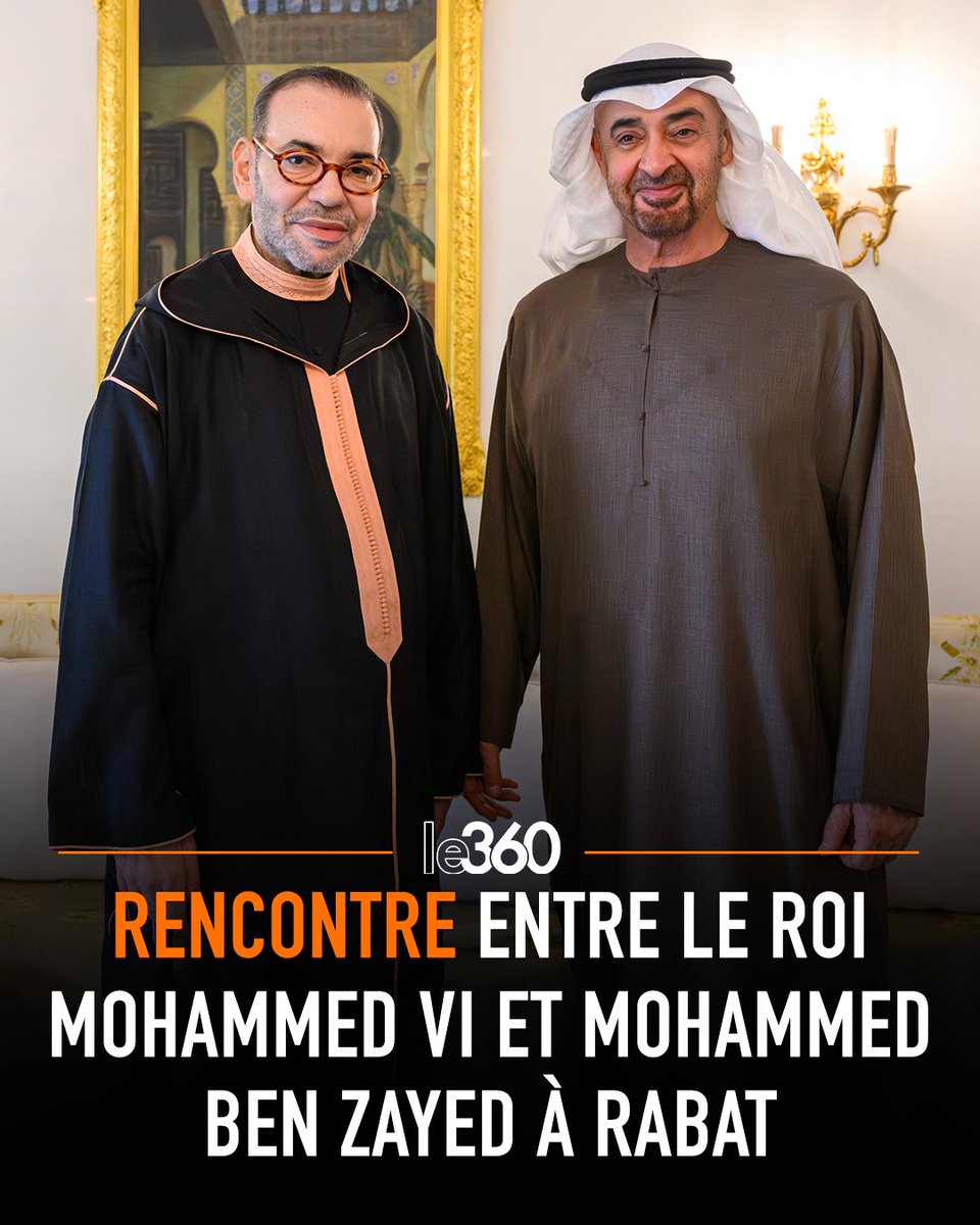 Le360fr's tweet photo. 🇲🇦🇦🇪 FLASH — Dans le cadre de sa visite privée au Maroc, Mohammed Ben Zayed Al-Nahyane, président des Émirats arabes unis, a reçu le roi Mohammed VI, ce mardi 2 juin, à sa résidence à Rabat.

Cette rencontre s’inscrit dans le cadre des liens fraternels profonds ayant constamment uni les dirigeants des deux pays et les deux familles sœurs.

→ https://t.co/xr94yPxFT4