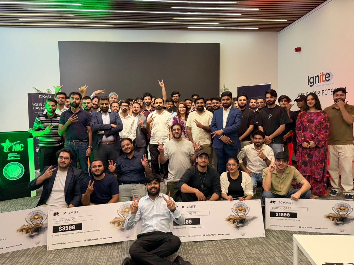 FracksProtocol's tweet photo. We are excited to share that FRACKS has achieved the #1 position at @solana Frontier Demo Day, held at @NICATPakistan, Islamabad.

This gives us the validation that we are on the right path, building the leading tokenization infrastructure for Pakistan's onchain markets. 

This is just the first step in a much bigger journey and we are already onto the next one.