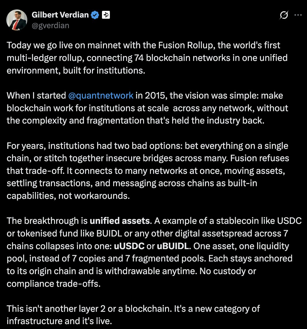 tca_rwa's tweet photo. Don't sleep on $QNT 🚨‼️

Things are starting to get exciting...

Article : $QNT, A Trillion-Dollar Solution ⬇️ https://t.co/f2DZ78TjE0